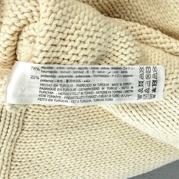 ZARA Cropped Polo Sweater Women Small Cream Relaxed Balloon Sleeve Casual Collar - Picture 11 of 15